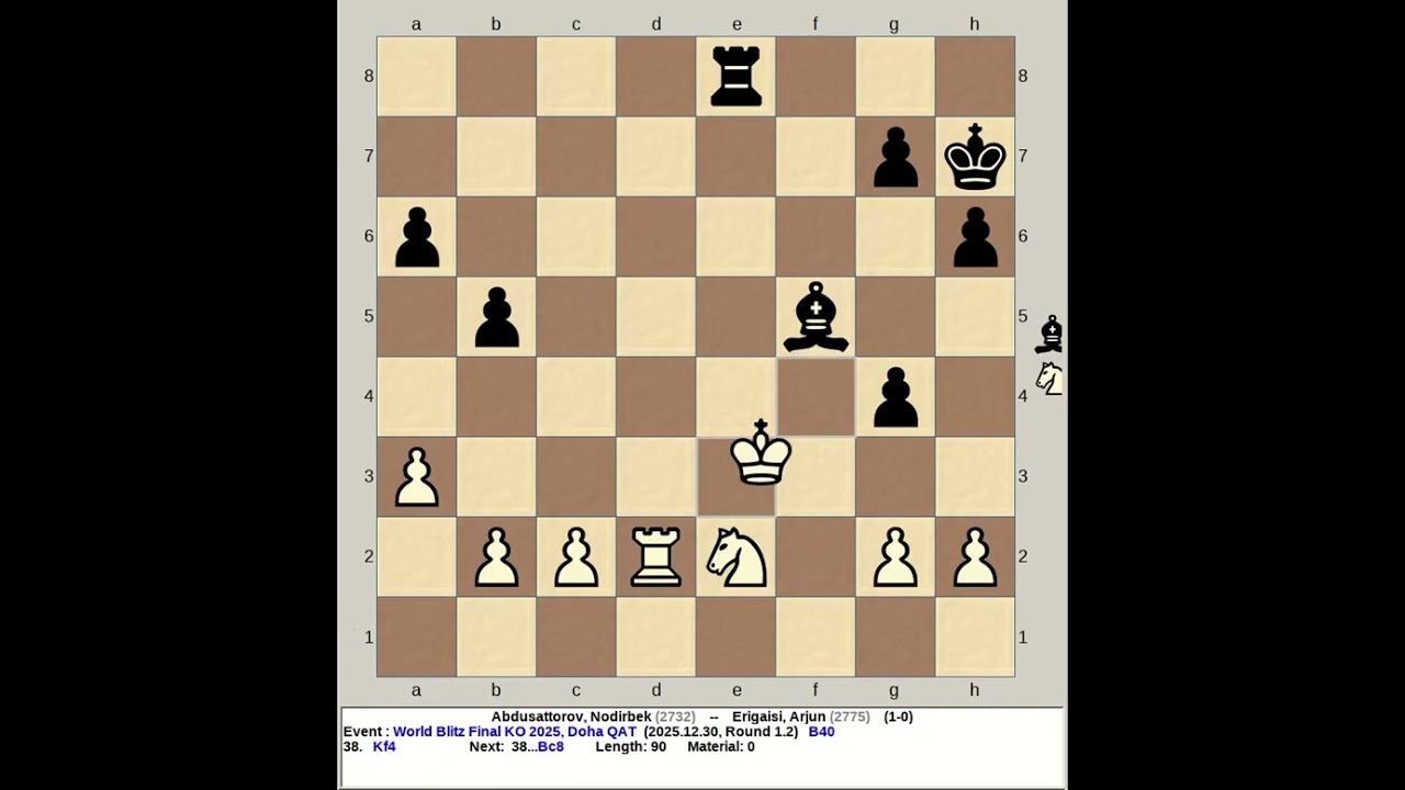 Abdusattorov, Nodirbek vs Erigaisi, Arjun | FIDE World Blitz Chess Final KO 2025, Doha Qatar R1 2