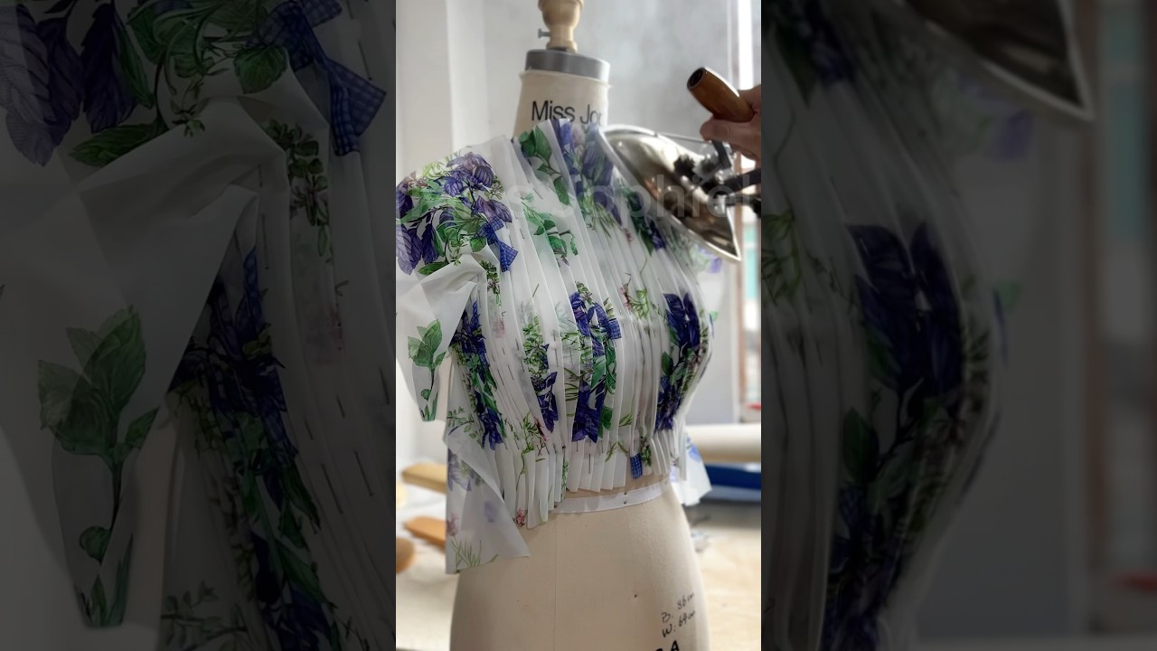 Making a halter floral print chiffon high low dress #sewing #dress #fashion #wedding #gown #creative