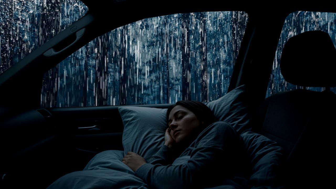 Night Rainstorm Therapy in Car &ndash; Heavy Rain & Thunder Sounds to Relieve Stress and Insomnia