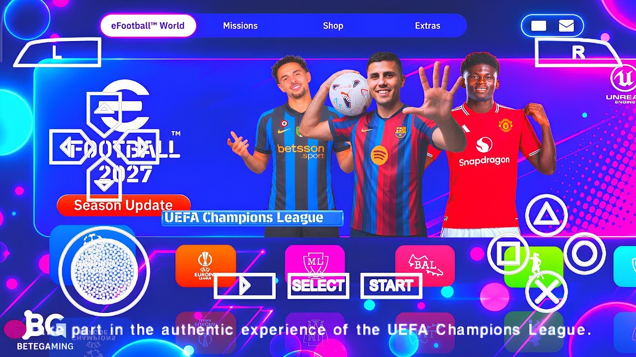 eFootball PES 2027 PPSSPP Обновление трансферов, новый фон, реалистичные лица, камера как в PS5, ...