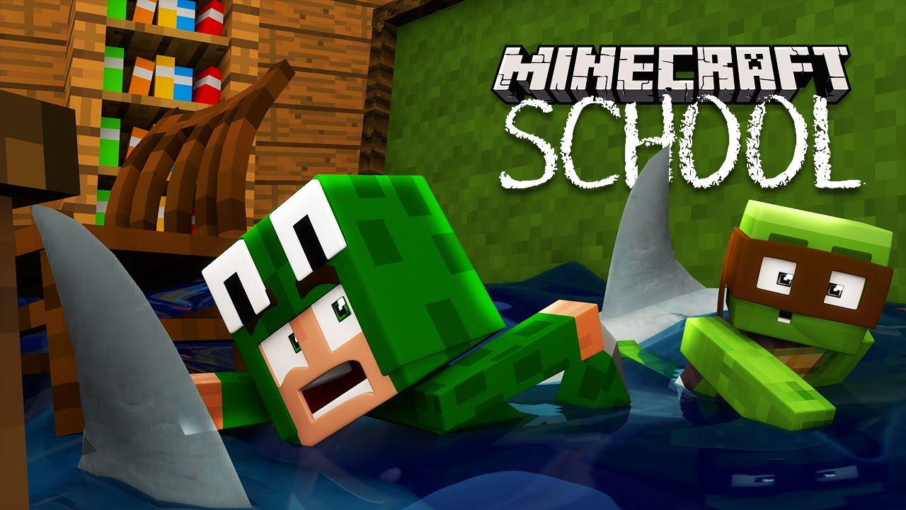 Minecraft School - THE SCHOOL GETS FLOODED WITH SHARKS!