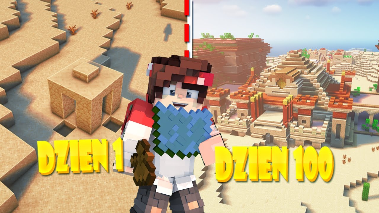 BUDOWAŁEM PRZEZ 100 DNI NA PUSTYNI w MINECRAFT *wersja creative*