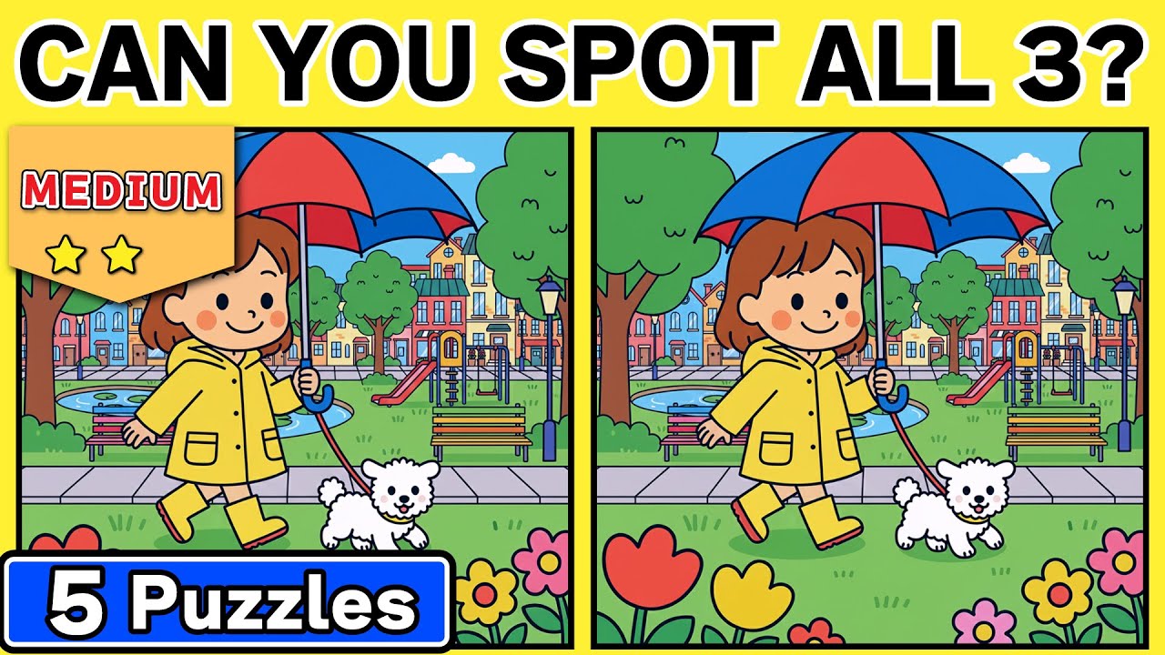 【MEDIUM】Eyes vs. Brain: 5 Rounds of Spot the Difference #135
