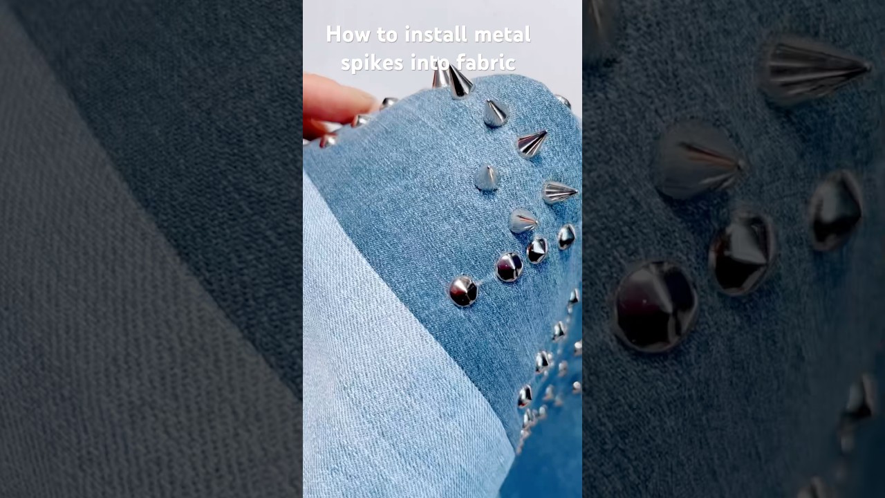 How to install metal spikes into fabric #punk #sewingtutorial #sewinghacks #studded