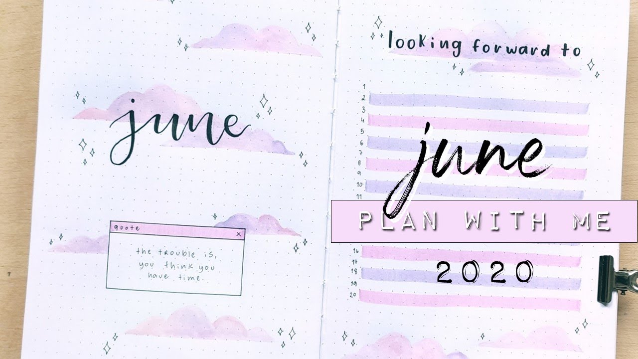 PLAN WITH ME | June 2020 | Bullet Journal Setup - Pink & Purple Clouds