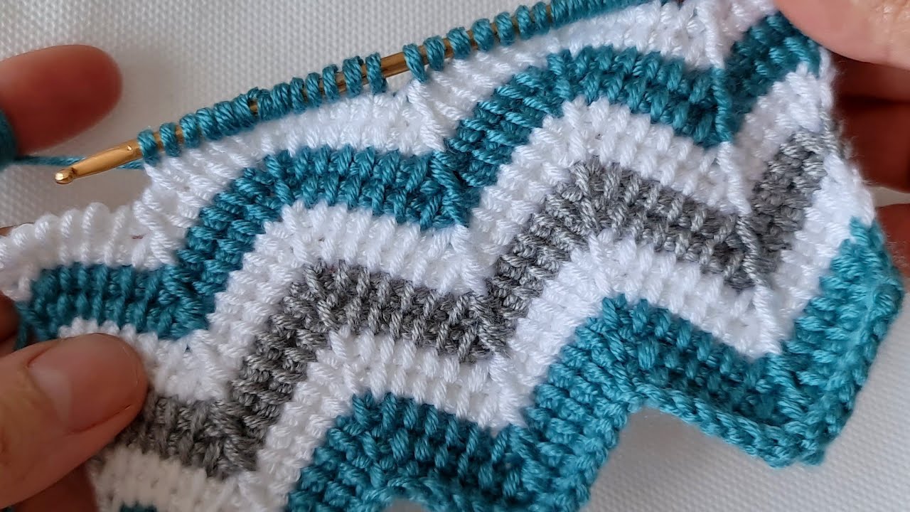 Çok güzel Tunus işi zikzak örgü modeli battaniye yelek çanta örgü modeli Tunisian krochet kniting