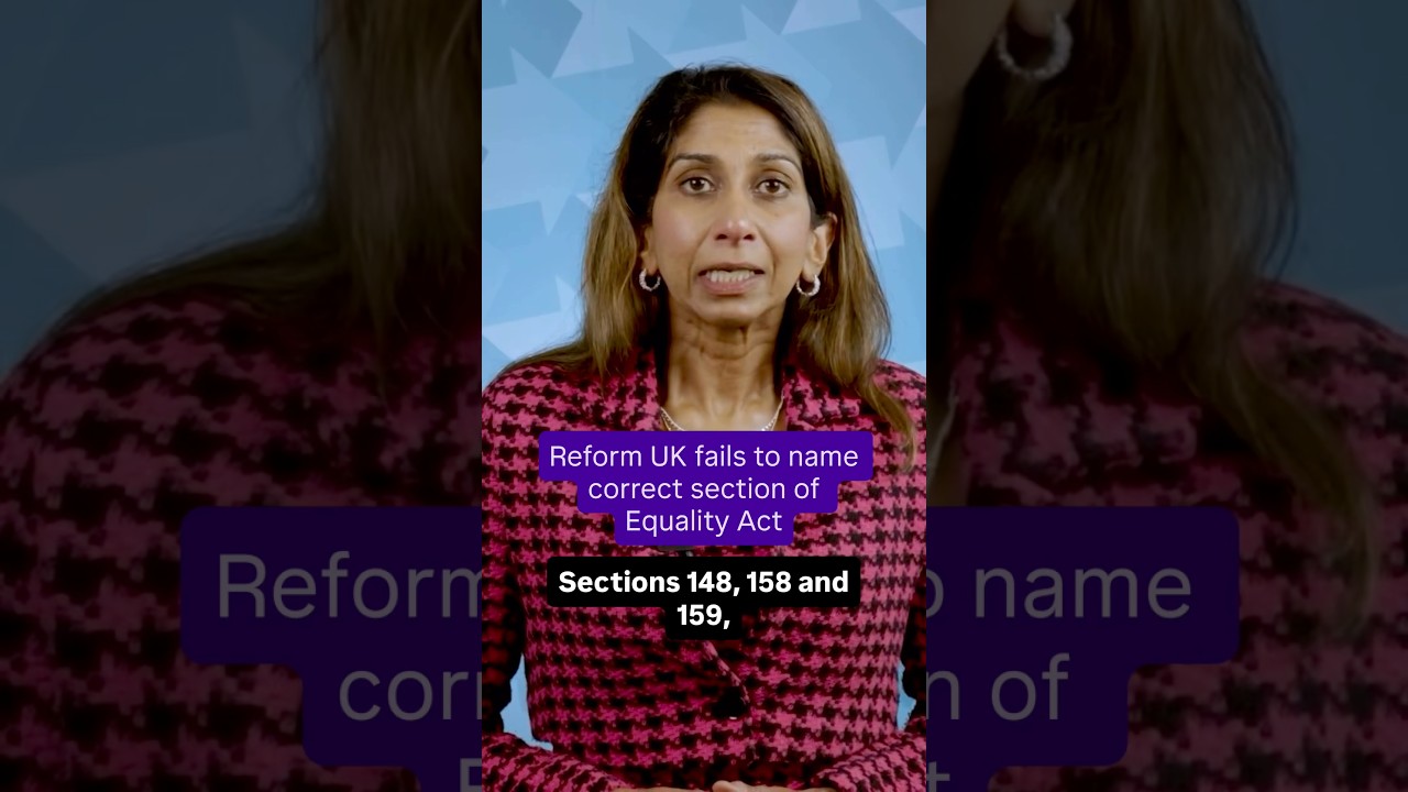 Reform UK&rsquo;s Suella Braverman gets key Equality Act detail wrong