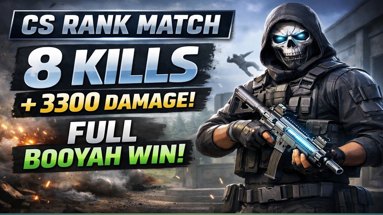 🔥 CS Rank Match | 8 Kills + 3300 Damage | Full Booyah Win