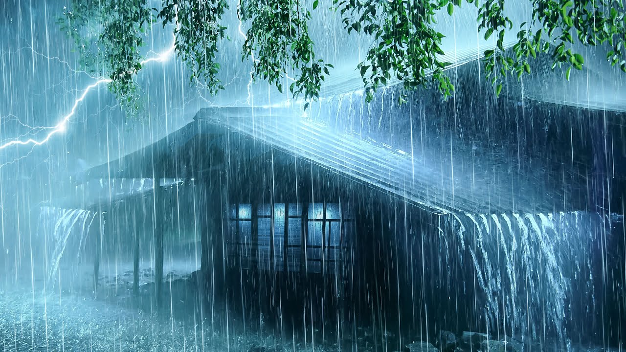 Insomnia Relief in 3 Minutes | Very Heavy Rain & Gentle Thunder at Night to Sleep Deeply