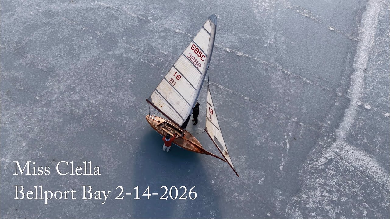 Miss Clella Sailing Across the Frozen Bellport Bay