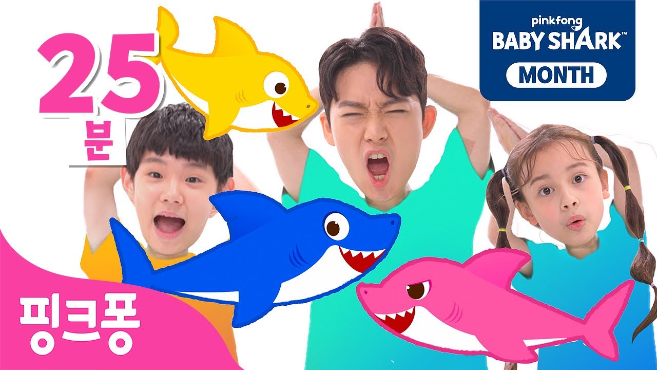 알록달록 상어가족 🌈 무슨 색~? | 색깔 상어 동요 놀이 모음 | +모음집 | 색깔놀이 | 8월은 아기상어의 달 | 핑크퐁! 인기동요