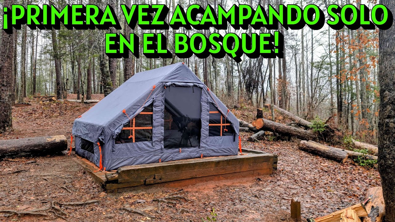 ¡ACAMPANDO 2 NOCHES EN TABLE ROCK, SOUTH CAROLINA | PRIMERA VEZ EN CASA INFLABLE SOLO EN EL BOSQUE!