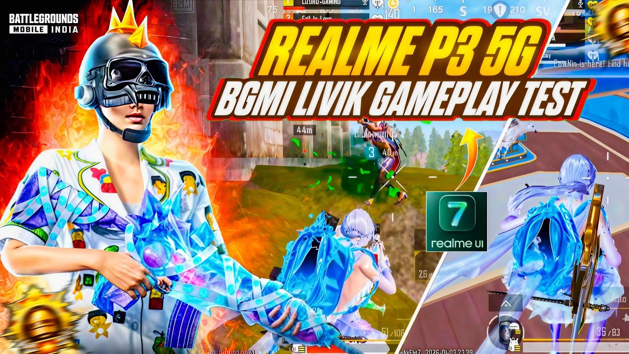 Realme p3 5g 🔥 bgmi livik gameplay test | Realme p3 bgmi 90 fps test 🔥
