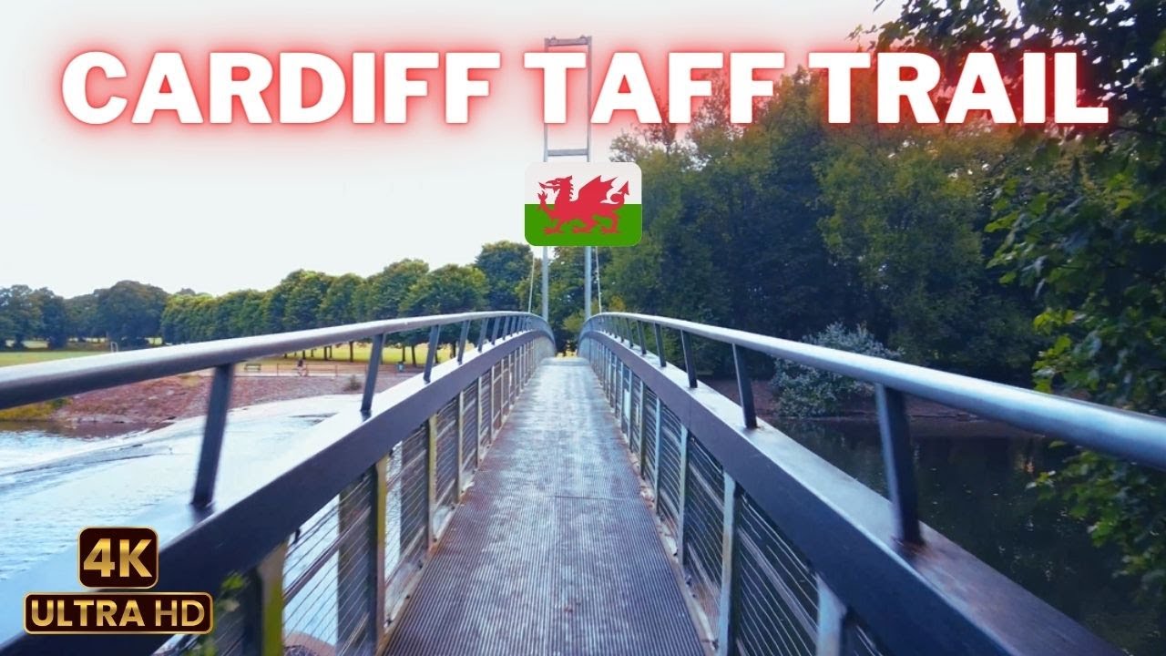 🟢 Relaxing cycle ride at Bute park and Cardiff Taff Trail, Wales, UK