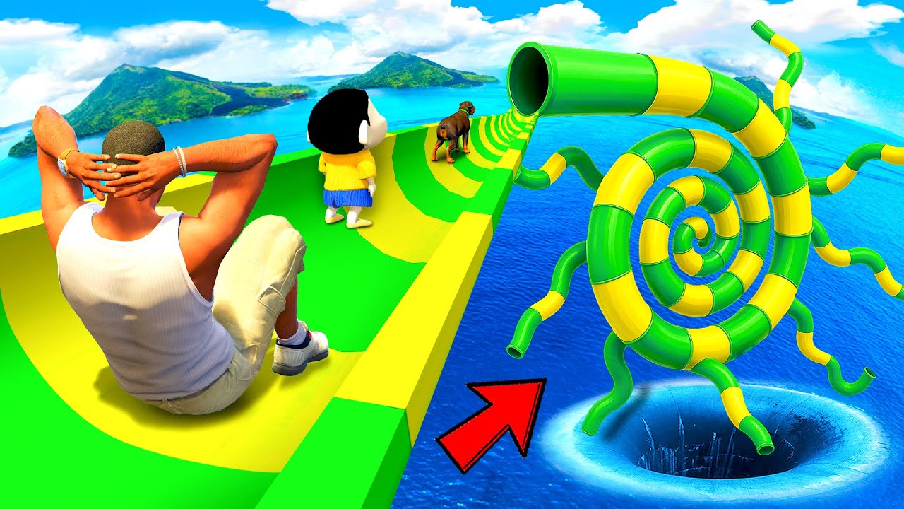 SHINCHAN AND FRANKLIN FOUND SNAIL SPRIAL WATER SLIDE IN GTA 5
