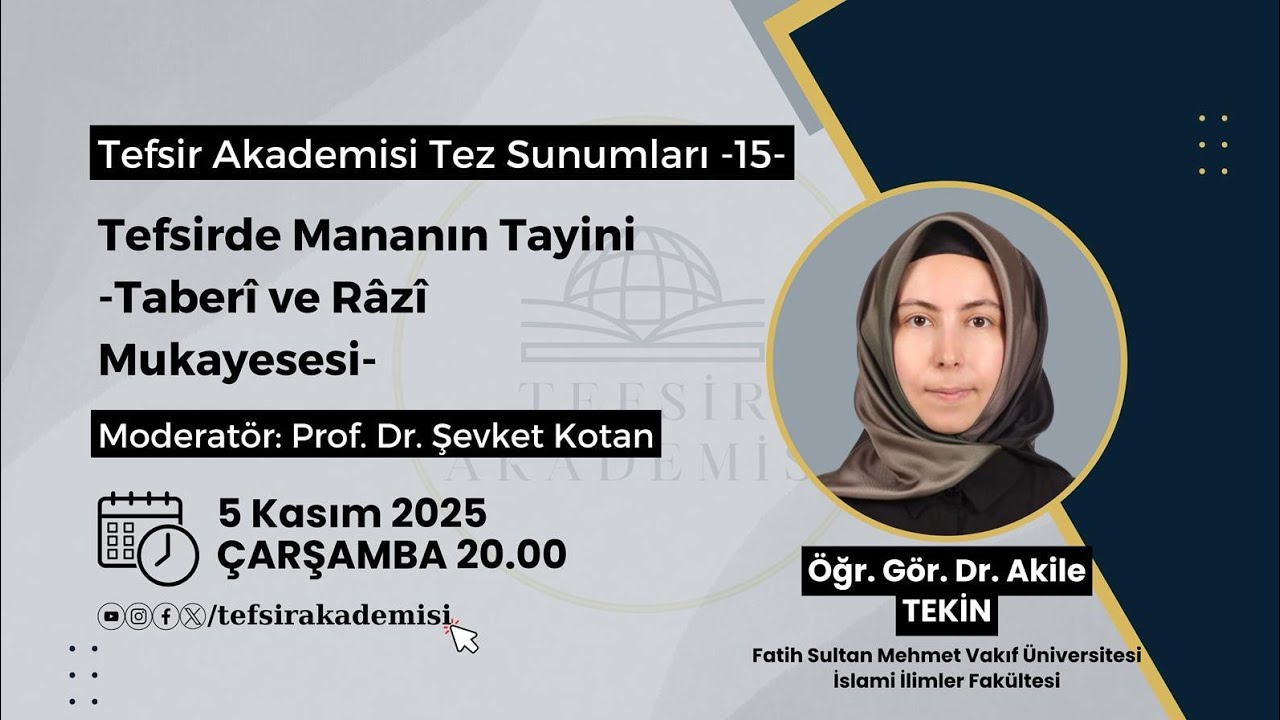 Tefsirde Mananin Tayini-Taberi ve Râzi Mukayesesi. Öğr. Gör. Dr. Akile TEKİN