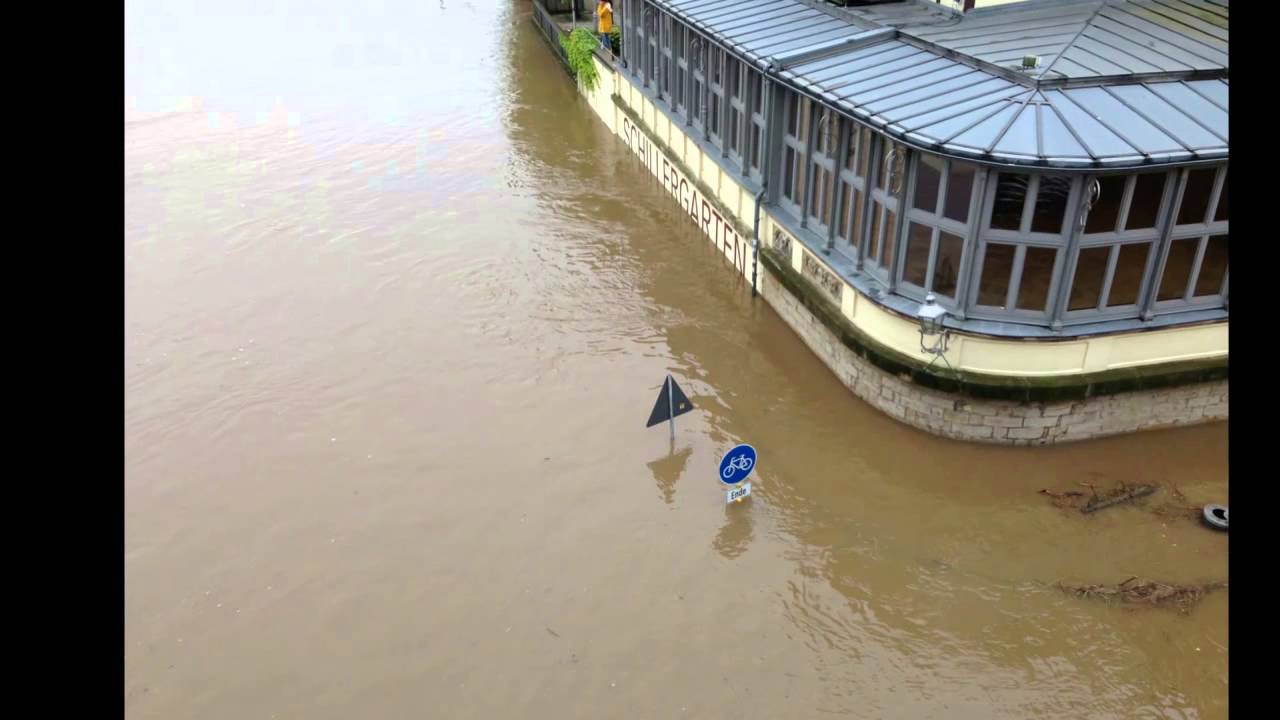 Dresden Hochwasser 2013 ~ der Schillergarten am Blauen Wunder und Umgebung