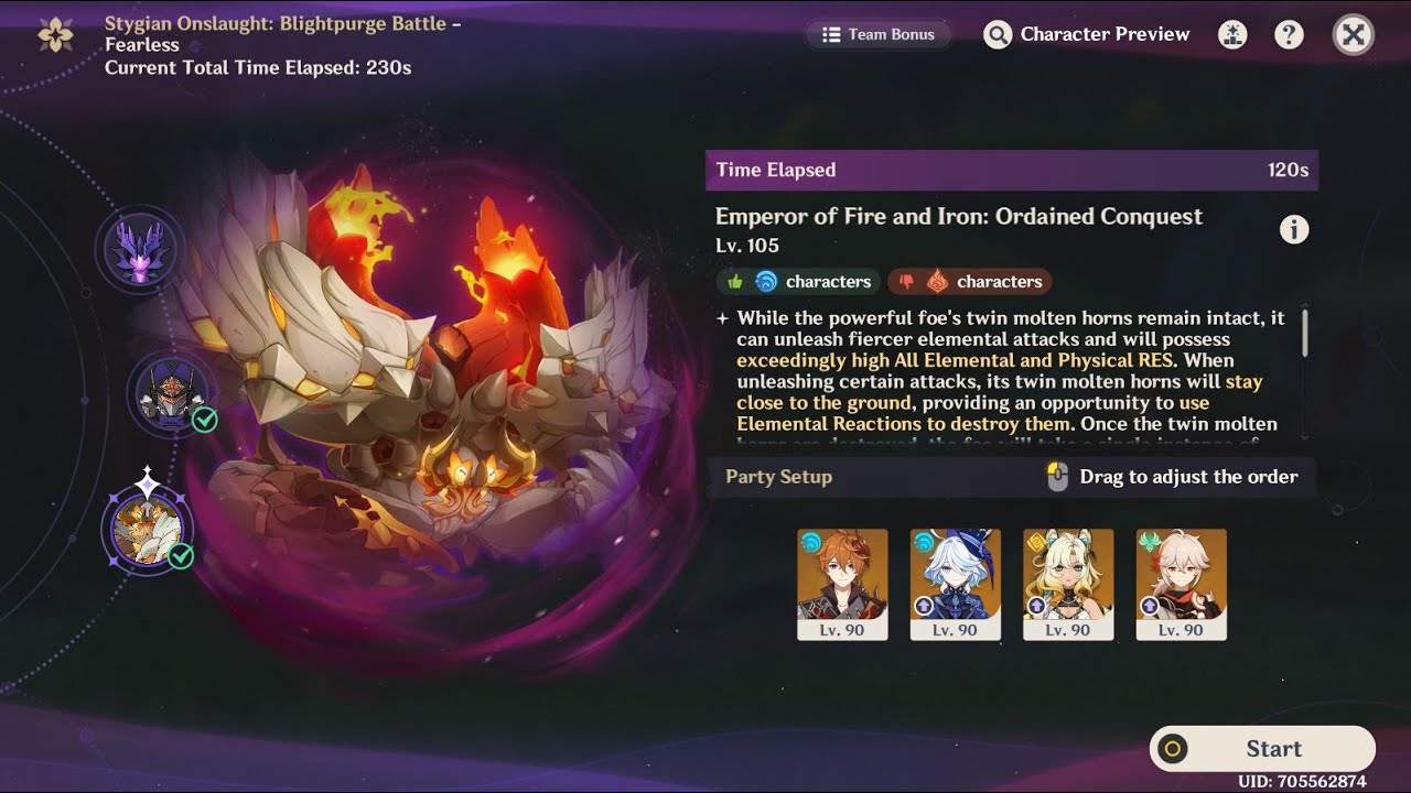 New Stygian Onslaught Lvl5 (Fearless) 6.3 F2P Childe Hyper Carry Emperor of Fire and Iron Genshin