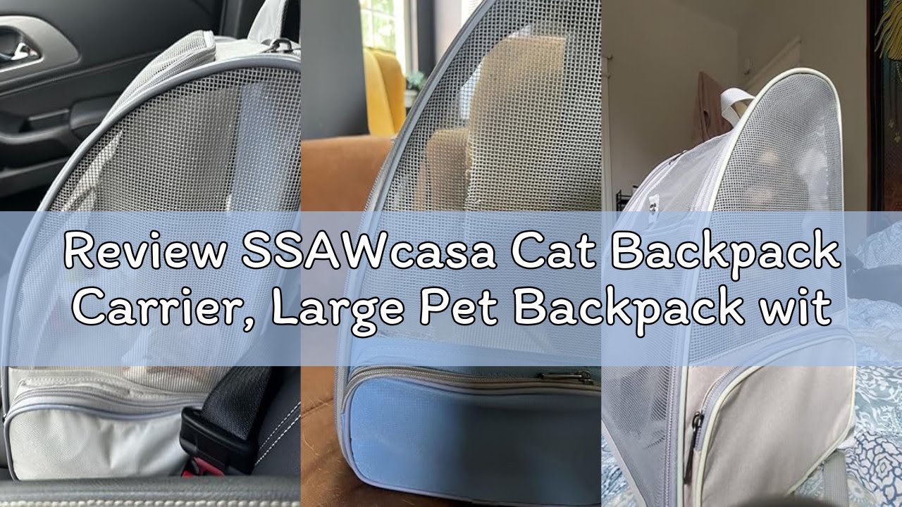 Review SSAWcasa Cat Backpack Carrier, Large Pet Backpack with Kitten Wand Feather Toy for Medium Sma