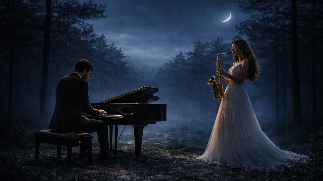 Lonely Night Piano & Saxophone | Relaxing Midnight Jazz