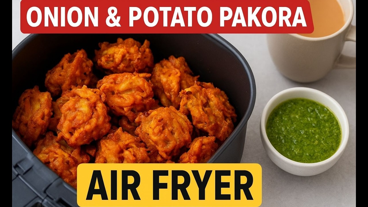 Crispy Onion & Potato Pakora in Air Fryer | No Deep Frying!