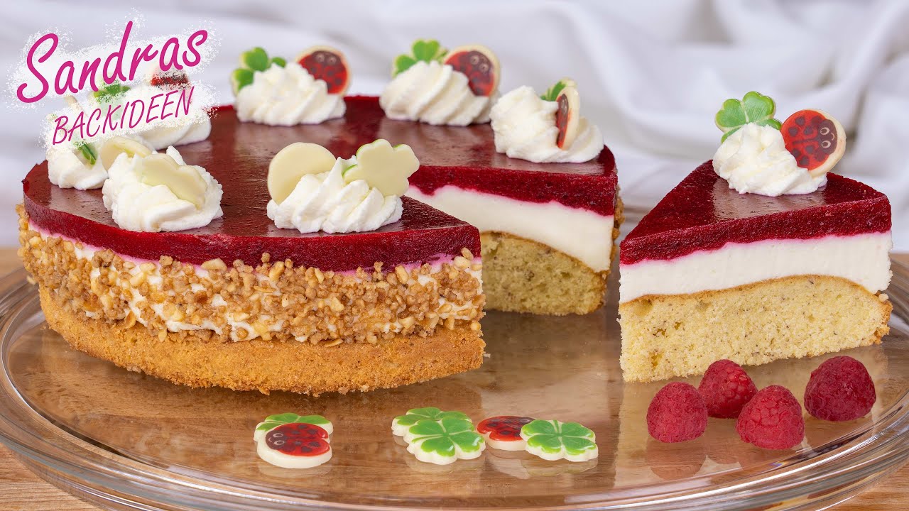 Himbeertorte mit Mandeln - kleiner Himbeertraum / einfach, fruchtig und frisch / für 20 cm Backform