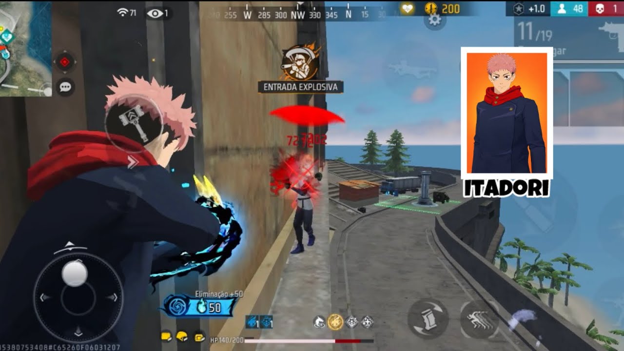 JOGUEI COM O PROTAGONISTA DO JUJUTSU KAISEN ITADORI - FREE FIRE 