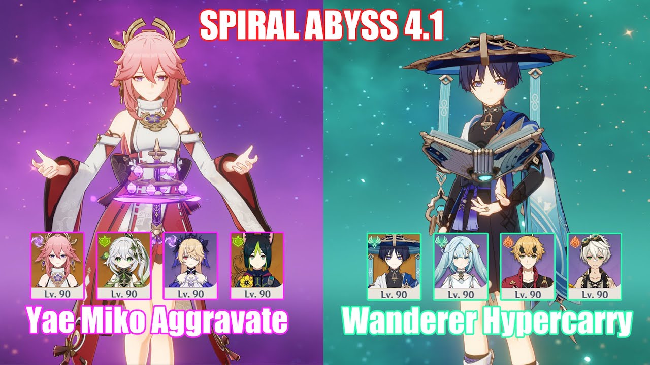 C0 Yae Miko Aggravate & C0 Wanderer Hypercarry | Spiral Abyss 4.1 | Genshin Impact