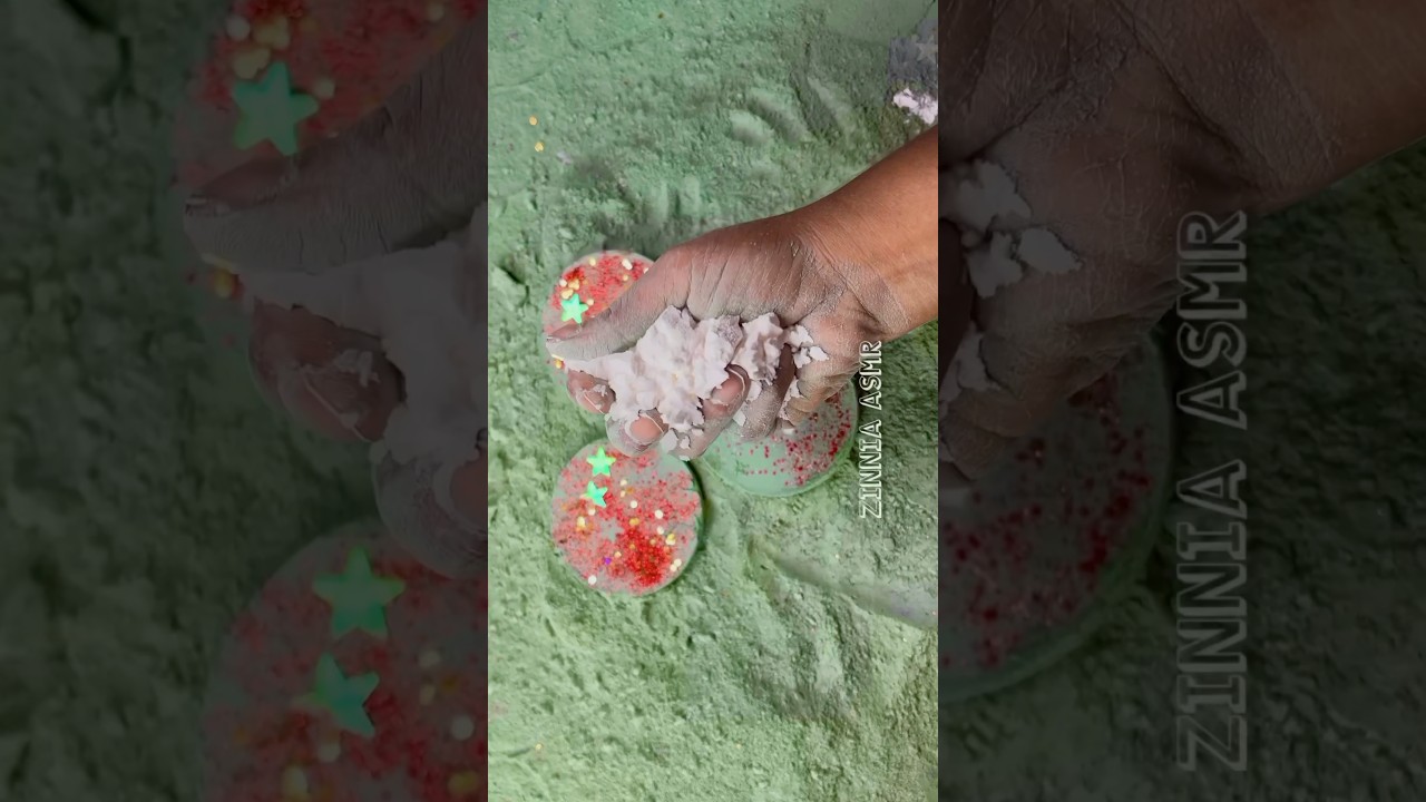 Squeaky Stacked Sandwich Crush of Gym Chalk Circles & Cornstarch powder #zinniaasmr #satisfying
