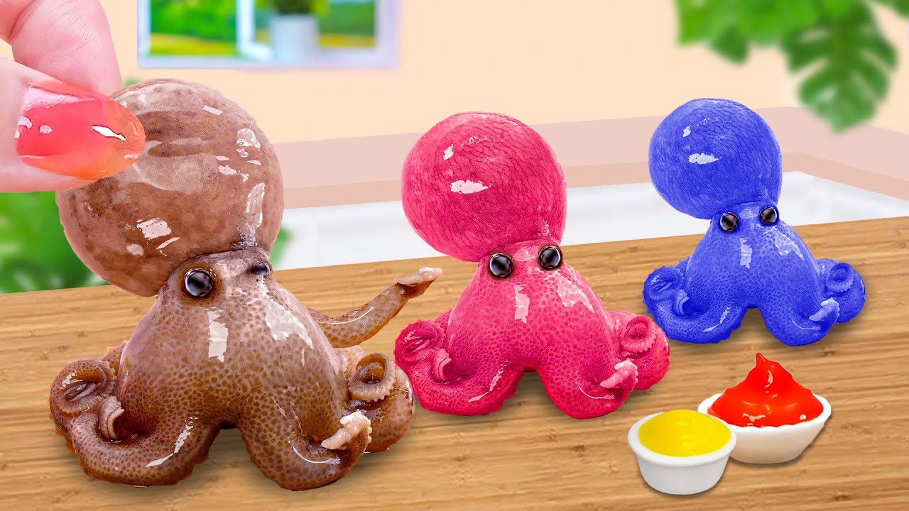 Tr&iacute;o de Pulpos de Colores 🐙🎨 con Salsas Mini Deliciosas | YumMini