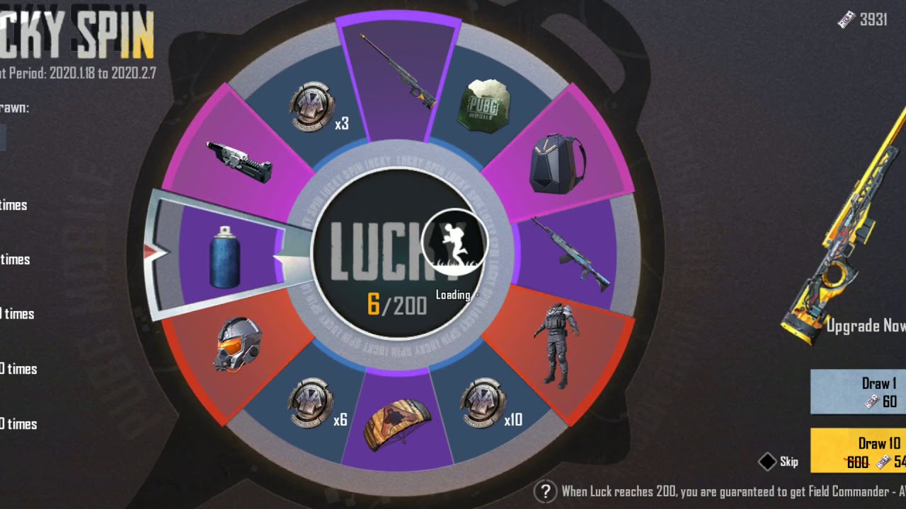 Spend 4000 UC to Get AWM Field Commander From Lucky Spain on PUBG from Bangladesh