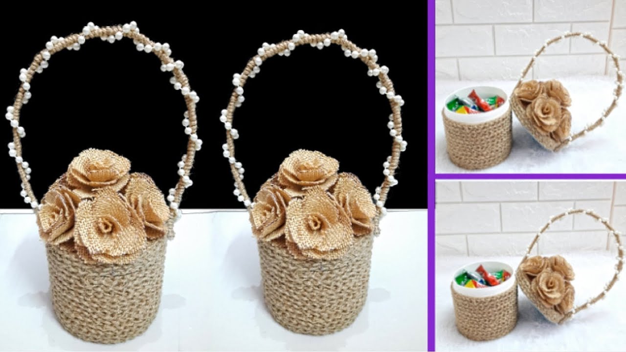 Economical Basket made with waste recycled materials |Best out of waste low budget jute rope basket