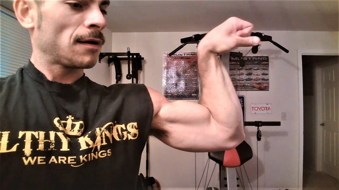 Big bicep flexing