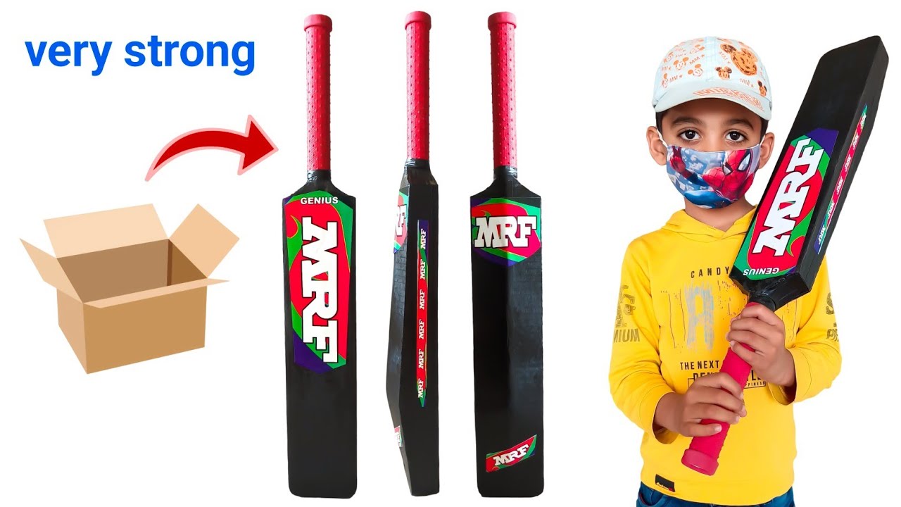 cardboard cricket bat making || How to make cricket bat || mrf stickers 