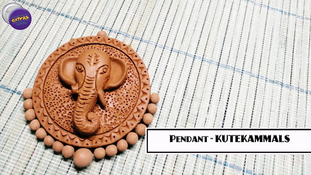 Easy Terracotta  Ganesha Pendant with less tools #KuteKammals #TerracottaTutorial