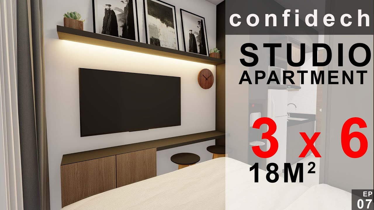 Desain Apartemen Studio 3x6  dengan ranjang Lipat Lengkap dengan RAB