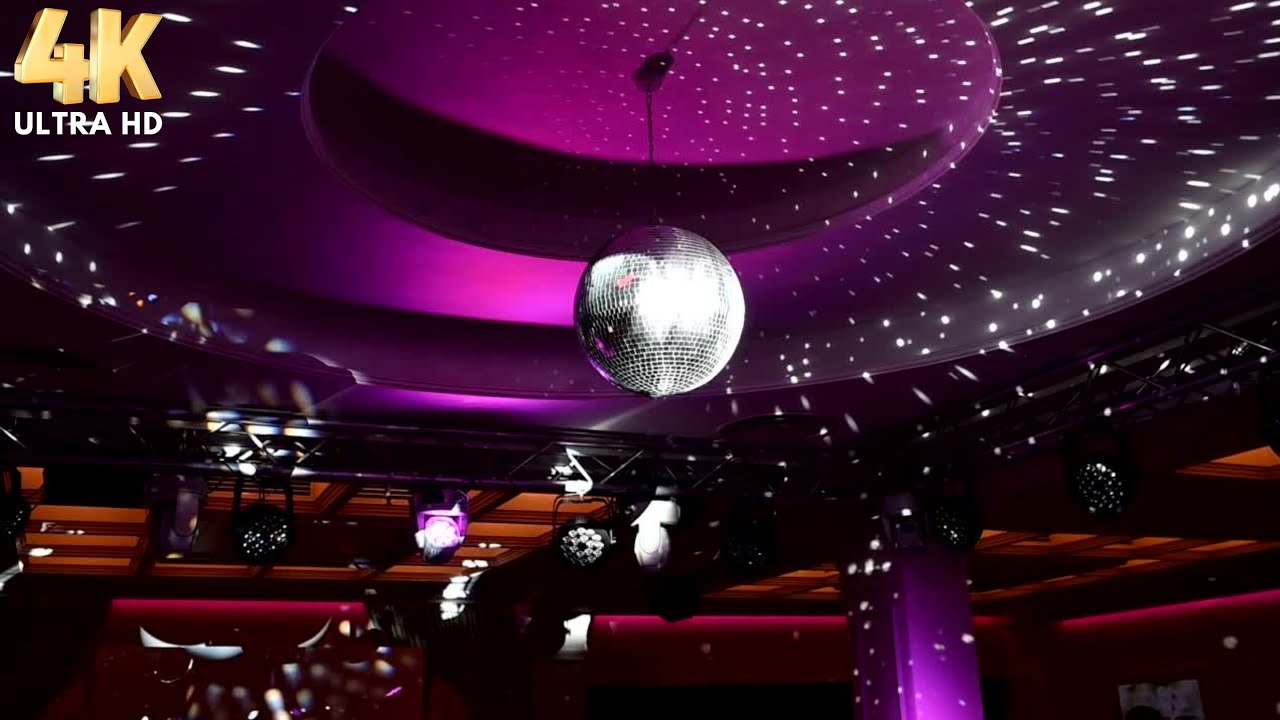 Disco Ball View from Below, Disco Ball Beams, Stage, Mirror Ball, Satisfying Calm, Screensaver 4K
