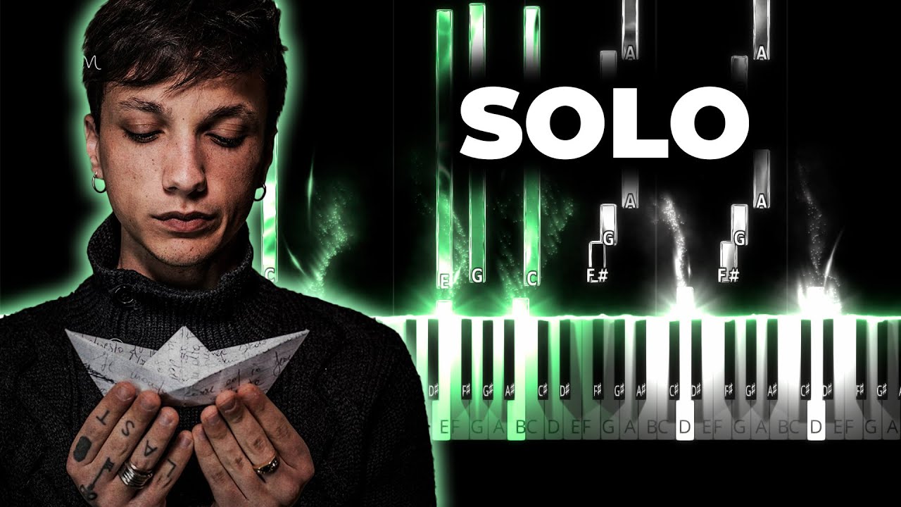 Ultimo - Solo - piano karaoke instrumental cover, testo