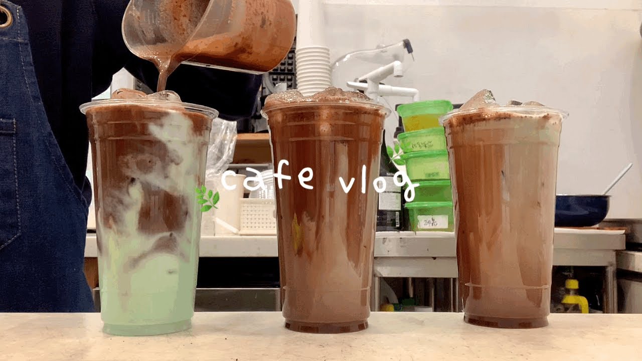 sub:) 🌿 민트 세계에 온 것을 환영합니다 🌿. 카페 브이로그. 음료제조영상. 민트초코라떼/토마토주스/오레오초코스무디/아메리카노공장