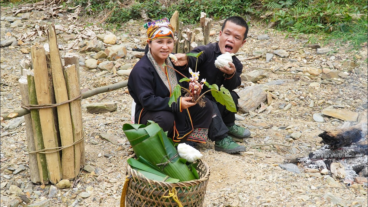 Dwarf Family Harvests Dry Firewood and Ingredient to Prepare Cake for the Traditional Lunar New Year