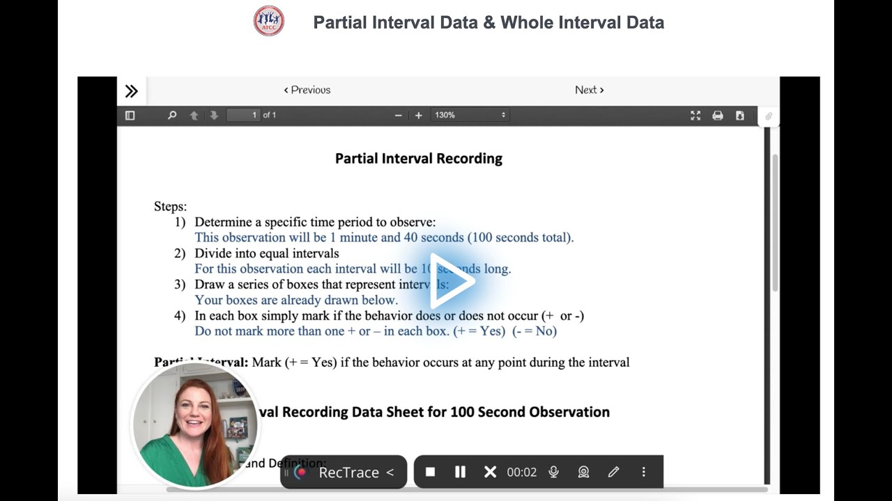Partial Interval & Whole Interval Recording Data RBT Continuous Measurement www.ATCConline.com