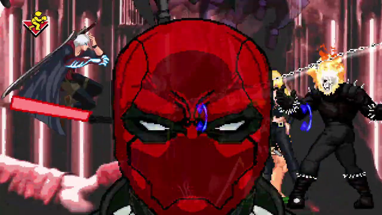 Dante, Vergil, Trish & Nero Vs Ghost Rider, Vader, Starkiller and Red Hood (MUGEN)