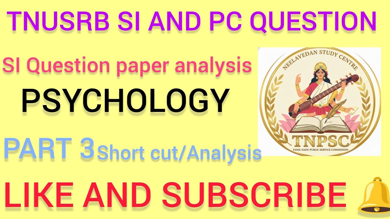 TNUSRB SI AND PC QUESTION PAPER ANALYSIS POLICE SI QUESTION PAPER PSYCHOLOGY AND REASONING PART 3