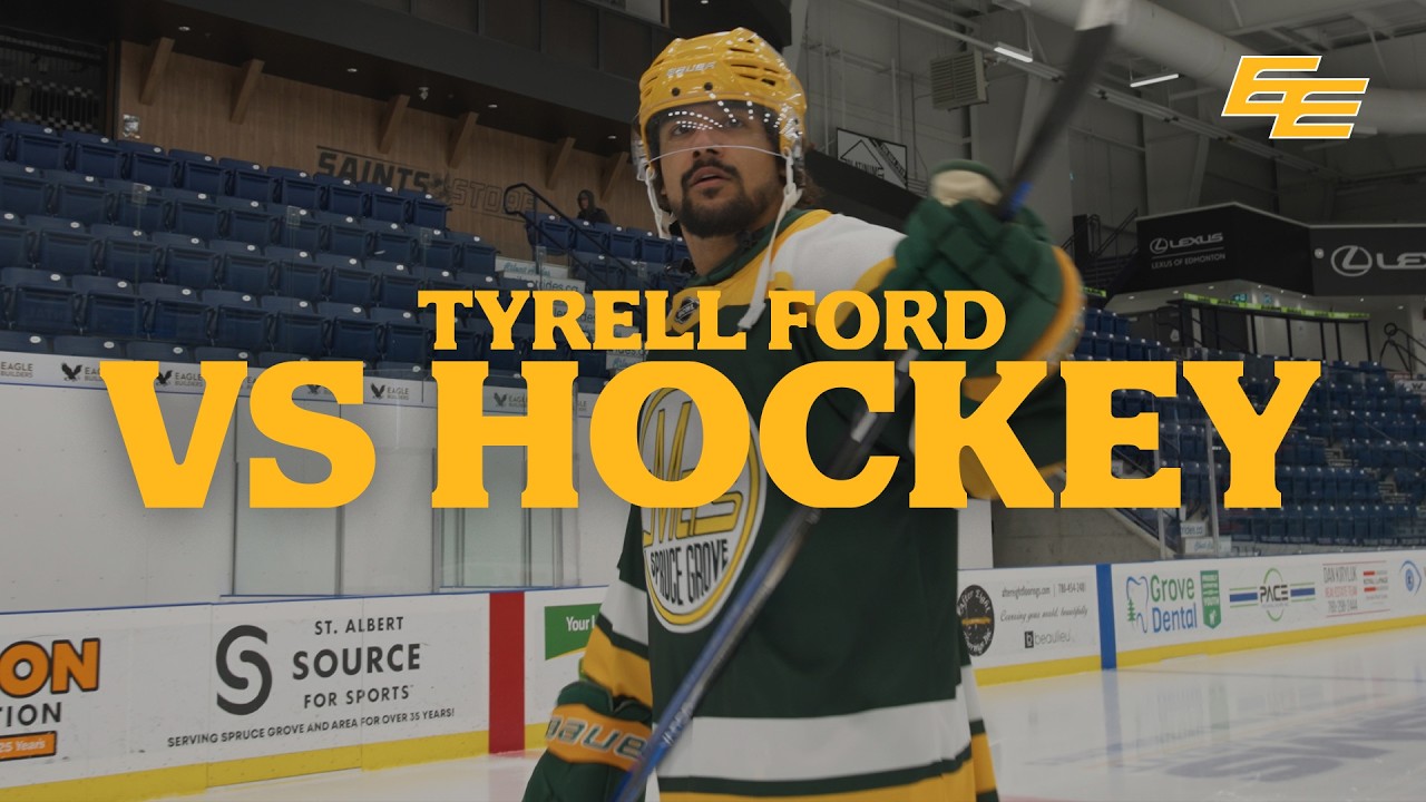 PRO FOOTBALL PLAYER VS HOCKEY | Tyrell Ford x Spruce Grove Saints | Edmonton Elks