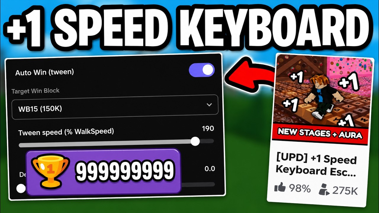+1 Speed Keyboard Escape Script | INSTANT WIN, UNLOCK GAMEPASS, INFINITY TRAIL