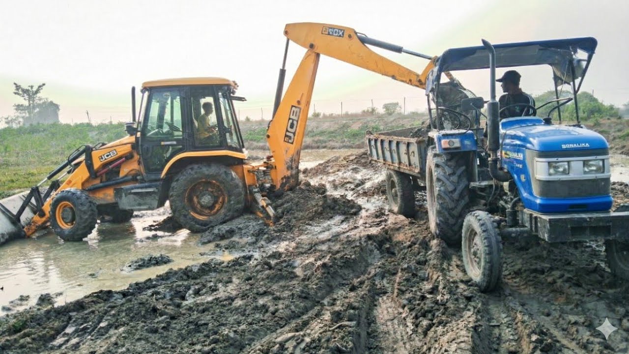 Many Sonalika DI-47 And Sonalika DI-42 Tractors Working With JCB 4DX | Tractor video | Jcb