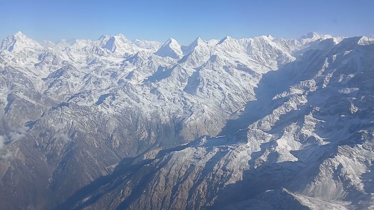 Mount Everest  and Himalayan  Mountains from Buddha Airlines flight-- Amazing views.