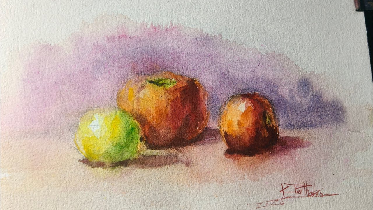 Watercolor painting stillife vegetable study 