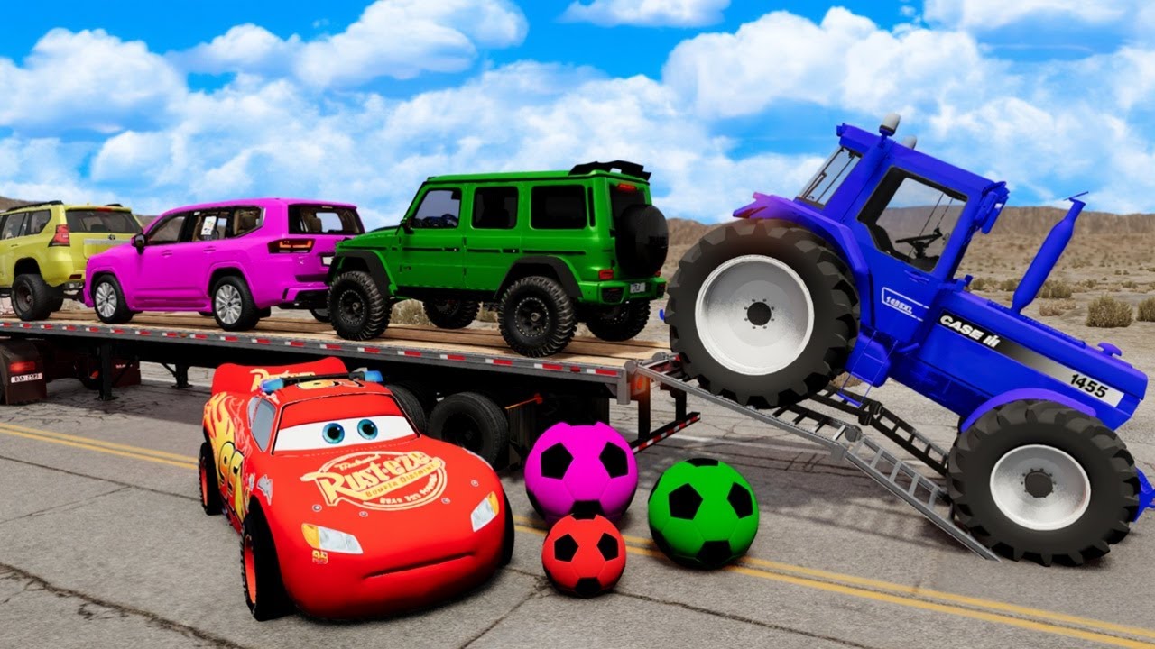 Flatbed Truck Mcqueen | Transportation with Truck - Pothole vs Car shorts#005 BeamNG.Drive