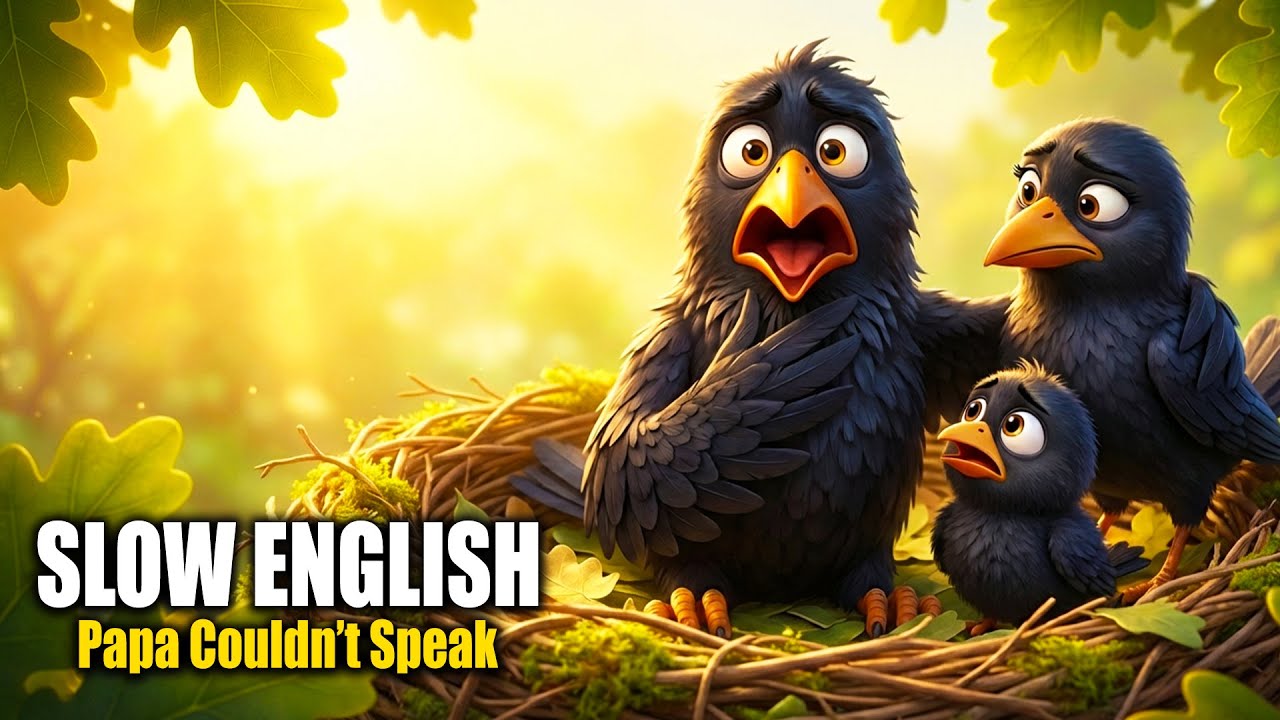 Papa Crow Couldn’t Speak Anymore… What Happened  😢 | Slow English A2